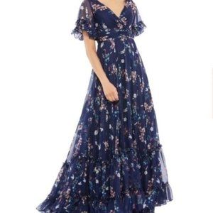 Mac Duggan Flounce Sleeve Floral Maxi Dress/Long Gown